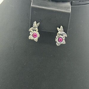 Unbranded Dakota West Sterling Silver Hummingbird Earrings with Pink Stone